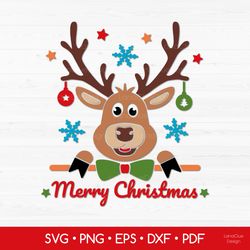 Merry Christmas - Reindeer - SVG PNG DXF EPS PDF