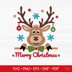 merry christmas - reindeer - svg png dxf eps pdf