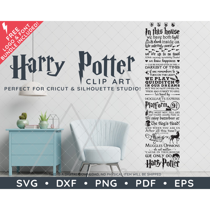 Harry Potter Typography Wall Art Decal by SVG Studio Thumbnail.png