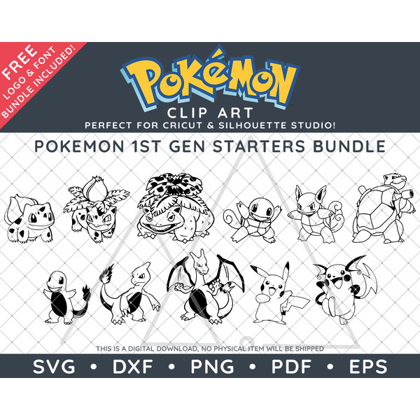 Pokemon 1st Gen Starters by SVG Studio Thumbnail.png