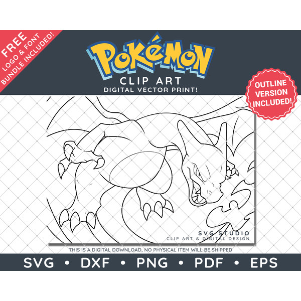 Pokemon Clip Art Charizard Illustration by SVG Studio Thumbnail2.png