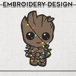 Christmas Baby Groot Embroidery Files, Christmas Holiday Embroidery Design, Christmas Tree, Machine Embroidery Design