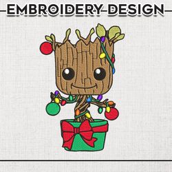 Christmas Light Frame Baby Groot Embroidery Files, Christmas  Embroidery Design, Christmas Tree, Machine Embroidery