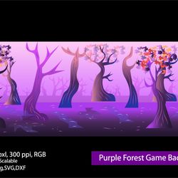 purple forest landscape game background vector illustration