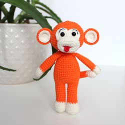 Monkey keychain crochet pattern PDF in English Amigurumi stuffed toy monkey DIY
