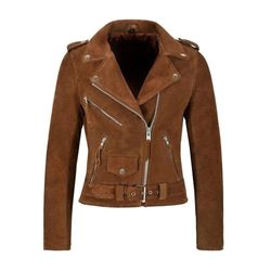 Women Vintage Suede Leather Biker Jacket