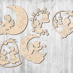 Digital Template Cnc Router Files Cnc Christmas Figurines Files for Wood Laser Cut Pattern