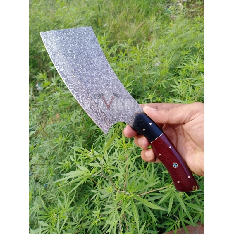 Handmade Damascus Steel Cleaver Chopper Chef Kitchen Knife, Hand Forged Meat Cleaver, Bone Chopper, (1).jpg