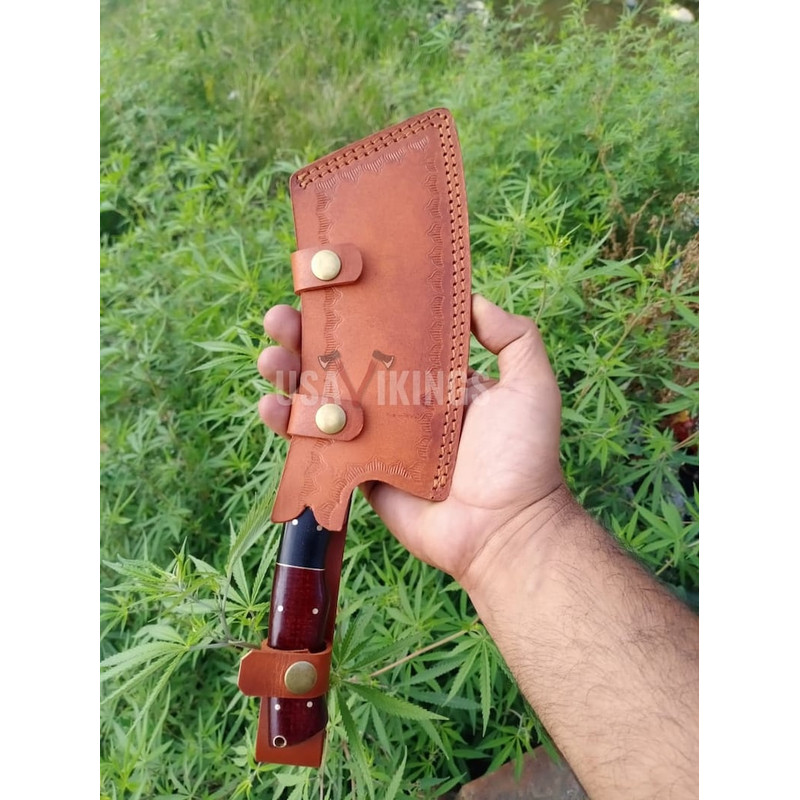 Handmade Damascus Steel Cleaver Chopper Chef Kitchen Knife, Hand Forged Meat Cleaver, Bone Chopper, (7).jpg