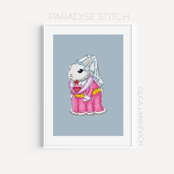 Rabbit Princess cross stitch pattern PDF and Saga | Inspire Uplift