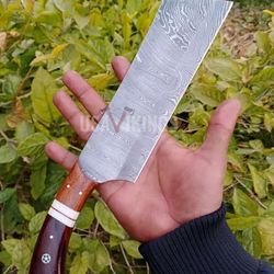 handmade damascus cleaver chopper, chef knife custom meat cleaver, chef cleaver with rosewood handle,