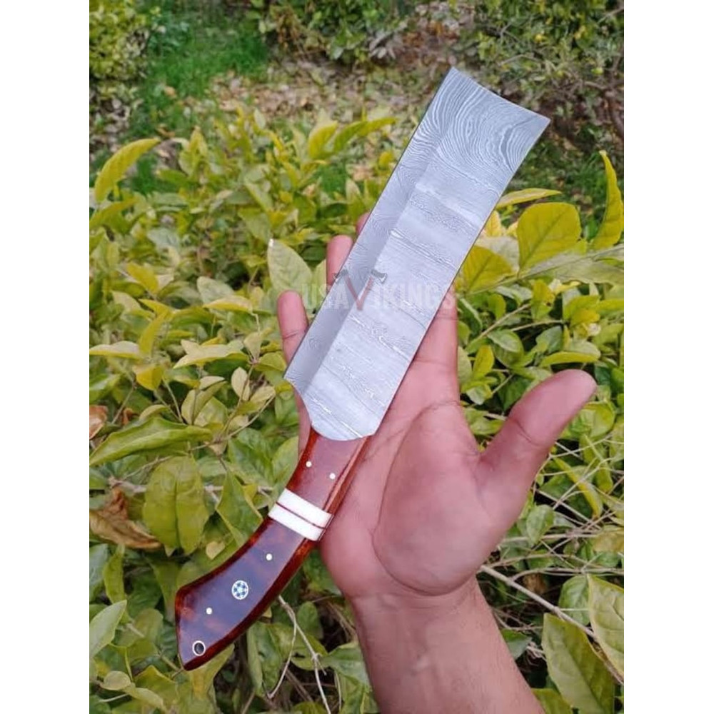 Handmade Damascus Cleaver chopper, Chef Knife Custom Meat Cleaver, Chef Cleaver with Rosewood Handle,  (2).jpg