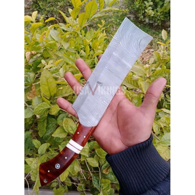 Handmade Damascus Cleaver chopper, Chef Knife Custom Meat Cleaver, Chef Cleaver with Rosewood Handle,  (5).jpg