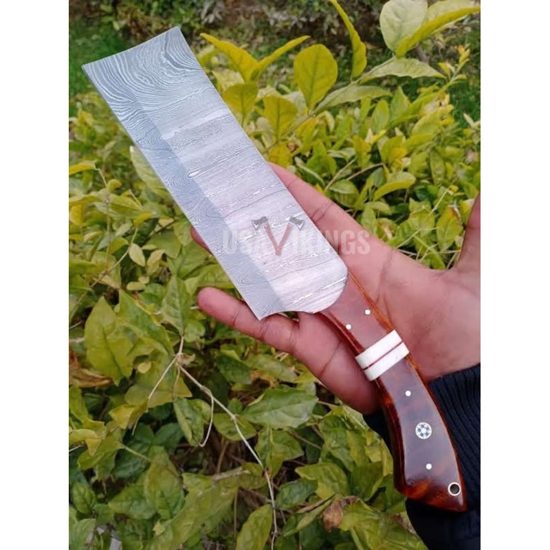 Handmade Damascus Cleaver chopper, Chef Knife Custom Meat Cleaver, Chef Cleaver with Rosewood Handle,  (6).jpg
