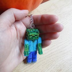 Minecraft gift,Keychain Zombie from Minecraft,Exclusive Minecraft Doll, Handmade Toy Zombie Minecraft