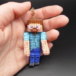 Minecraft gift,Keychain Steve from Minecraft,Exclusive Minecraft Doll, Handmade Toy Steve Minecraft