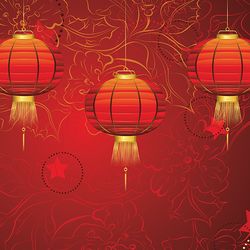 chinese lantern with flowers