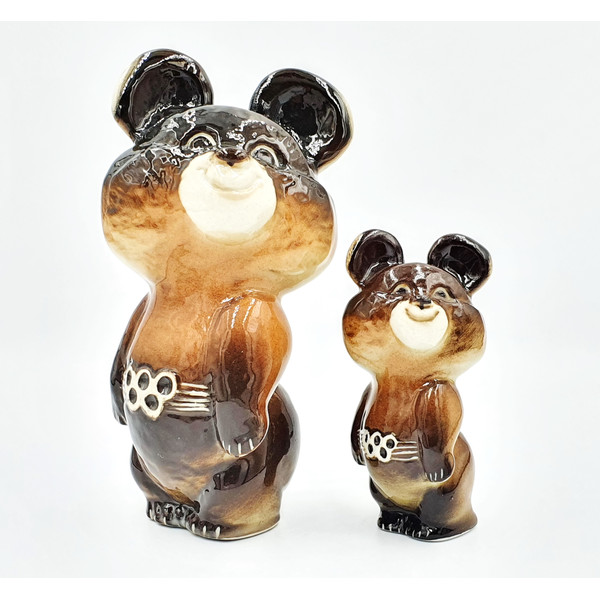 2 Pair Porcelain Bear MISHA mascot USSR Olympic Games Moscow 1980 LFZ Lomonosov Factory 7cm 11cm.jpg