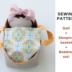 Doll and Sleeping basket. Sewing patterns and tutorials PDF