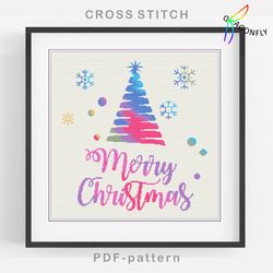 Cross stitch pattern MERRY CHRISTMAS / Hand embroidery design Digital PDF file