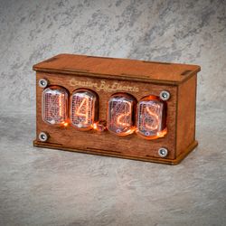 Nixie Tube Clock Case IN-12 4-tubes Table Watch Vintage Gift  Home Decor  Backlight is Orange