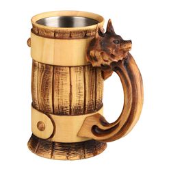 Wooden Beer Mug Fox, Viking Mug, Beer Stein, Wooden Tankard, German Style Mug, Nord Mug, Ale Tankard
