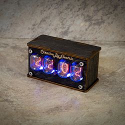 Nixie Tube Clock Case IN-12 4-tubes Table Watch Vintage Gift  Home Decor  Backlight is Blue