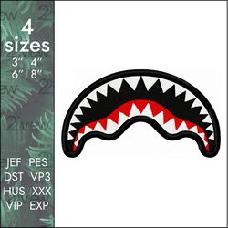 Bape Embroidery Design, teeth crazy  brand logo, 4 sizes