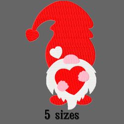 Gnome with a heart embroidery design. Heart embroidery design trendy. Digital download.