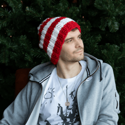Knitted unisex striped hat. Universal knit accessory. Handmade.