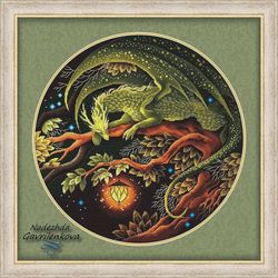 Dragon. Keeper of the summer Forest. Cross Stitch Pattern. Cross Stitch Design. Digital. PDF. Saga.