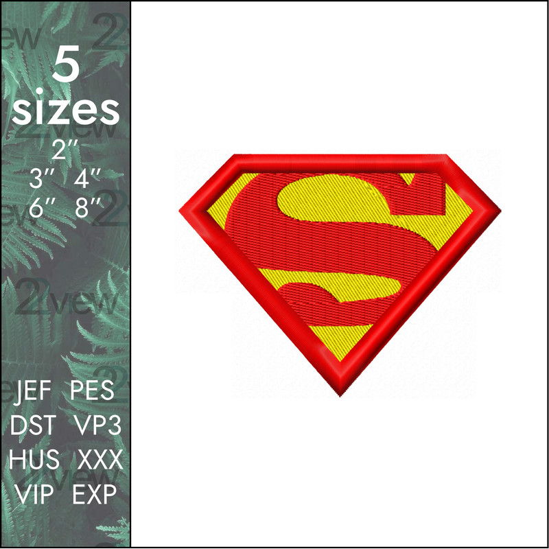 supermen superhero logo machine embroidery design