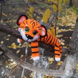 Crochet tiger, beautiful tiger, soft tiger, striped tiger, handmade tiger, interior tiger