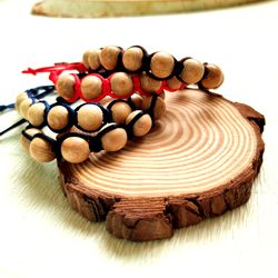 Handmade Juniper Wood braided Shamballa Bracelet, woven macrame Shambhala bracelet 9 beads, Beaded Shambala bracelet