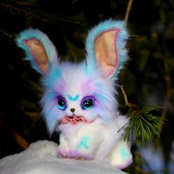 ON ORDER! Bunny Alladio rabbit, red hare, bunny, fur rabbit, white hare, fantastic eyes, little bunny, fluffy ears,