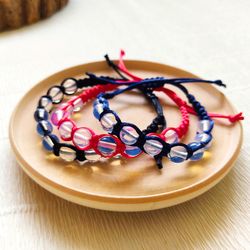 Handmade Moonstone braided Shamballa Bracelet, woven macrame Shambhala bracelet 9 beads, Beaded Shambala bracelet