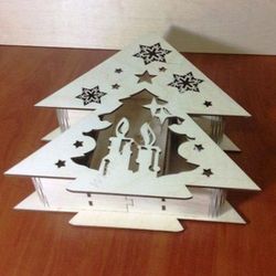 Digital Template Cnc Router Files Cnc Box Christmas Files for Wood Laser Cut Pattern