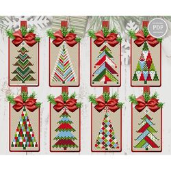 Cross Stitch Pattern Christmas Tree gift tags mini Stitch Christmas Thank You tags Instant Download PDF 259