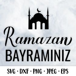 ramazan bayraminiz. muslim holiday. ramadan typography. svg cut file