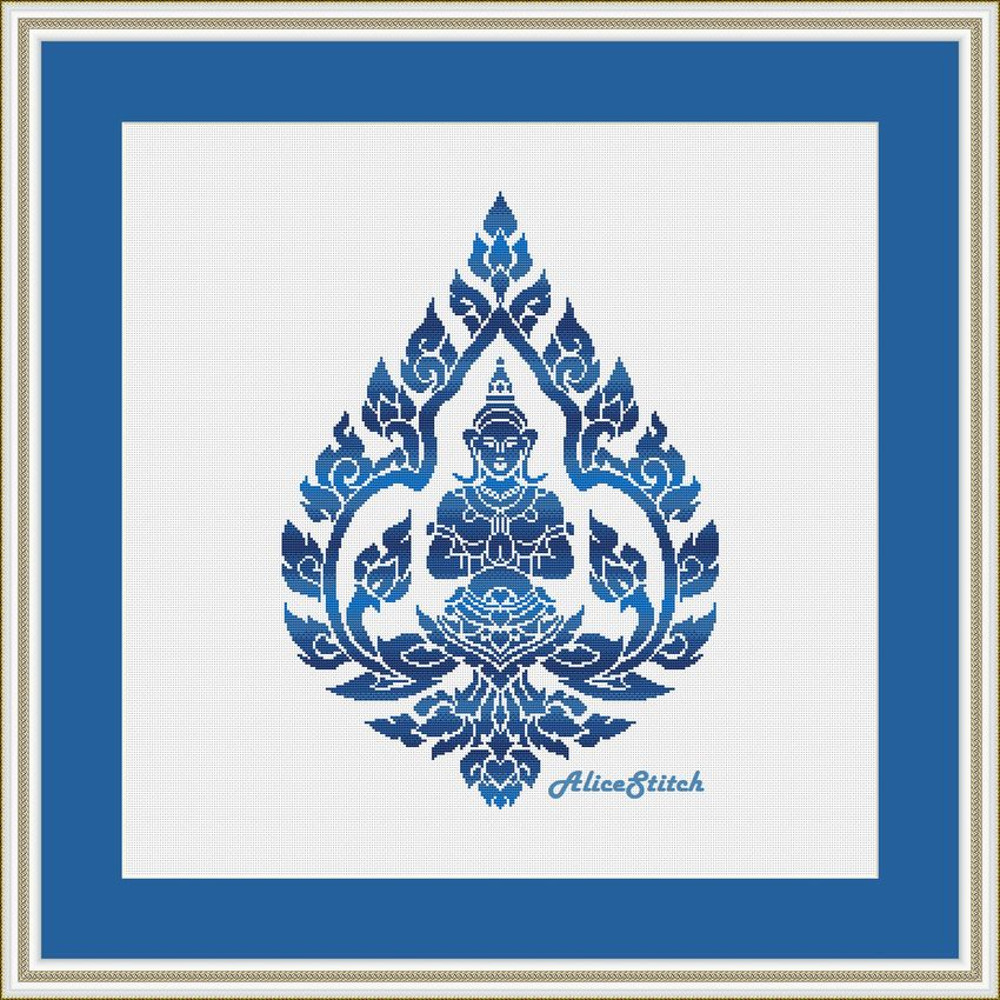 Cross Stitch Pattern Buddha Silhouette God Yoga Man Chakras Monochrome Ethnic India Counted Crossstitch Patterns PDF 2