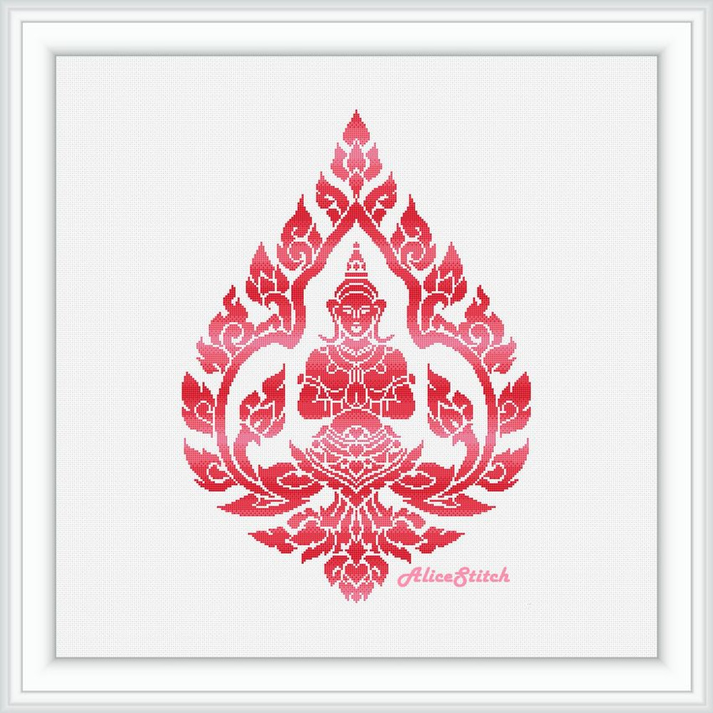 Cross Stitch Pattern Buddha Silhouette God Yoga Man Chakras Monochrome Ethnic India Counted Crossstitch Patterns PDF 3