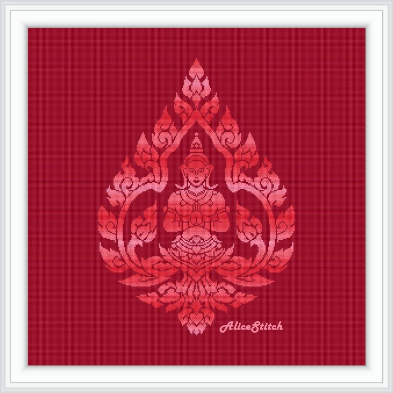 Cross Stitch Pattern Buddha Silhouette God Yoga Man Chakras Monochrome Ethnic India Counted Crossstitch Patterns PDF 6