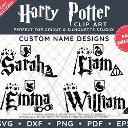 Harry Potter Clip Art SVG DXF PNG PDF - Personalised Custom Name Typographic Design