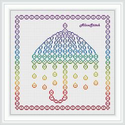 cross stitch pattern umbrella rain silhouette mehndi east ornament rainbow ethnic panel counted crossstitch patterns pdf