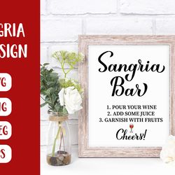sangria bar sign hand lettered svg. summer drink