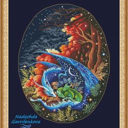 dragon-guardian mother's care 2. cross stitch pattern. cross stitch design. digital. pdf. saga.