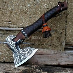 HUNTING AXE, CARBON Steel Axe, Stylish Viking Throwing Ash Wood Shaft Bearded Axe Gifts For Her, Handmade axe, Axe