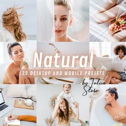 20 lightroom presets natural, lightroom mobile presets, desktop presets, instagram presets, photo presets lightroom