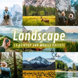 20 lightroom presets landscape, lightroom mobile presets, desktop presets, instagram presets, photo presets lightroom