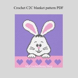 Crochet C2C Funny Bunny graphgan blanket pattern PDF Download